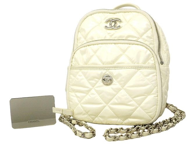 Chanel Neige Backpack in White Nylon