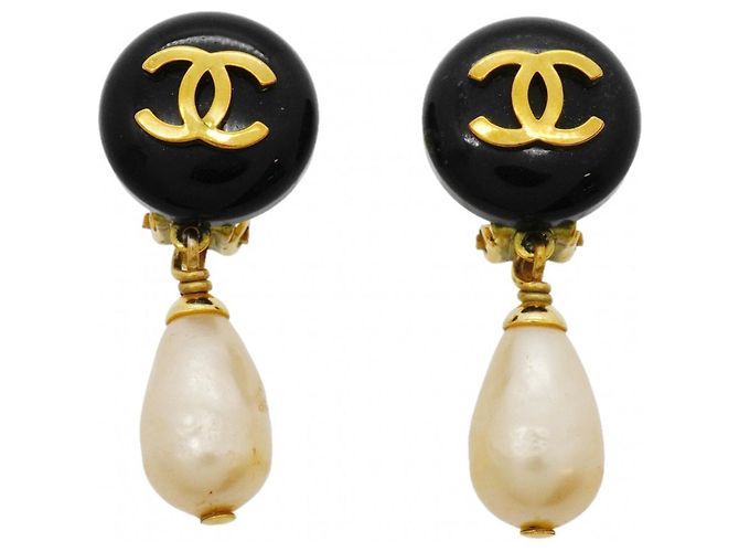 Orecchini a clip Chanel Coco Mark Nero D'oro