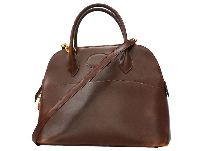 Hermès Bolsa Hermes Bolide 31 em couro de bezerro Box Brûlée Marrom