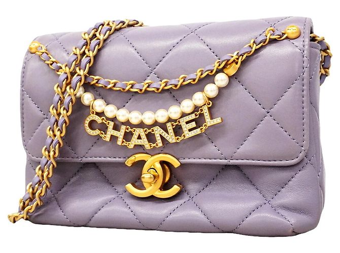 Bolsa de Ombro com Corrente Chanel Matelassé Roxo
