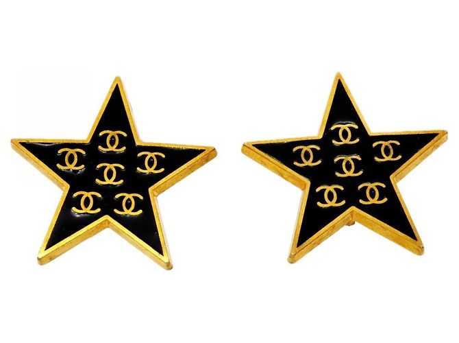 Orecchini a clip Chanel neri e oro Nero D'oro