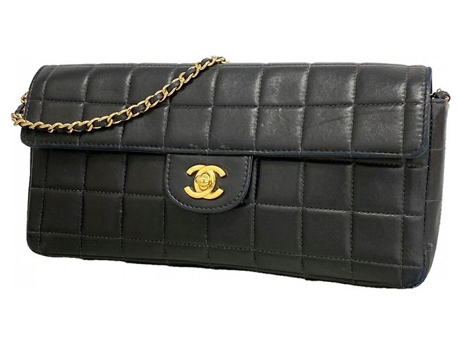 Timeless Bolsa de Ombro com Corrente Chanel Chocolate Bar Preto