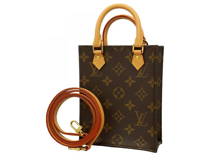 Borsa Louis Vuitton Monogram Petite Sac Plat Marrone