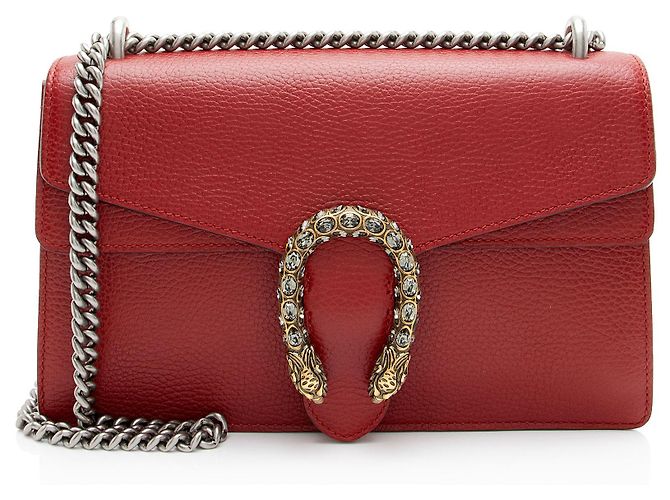 Borsa a tracolla Dionysus Medium in pelle e cristalli Gucci Rosso