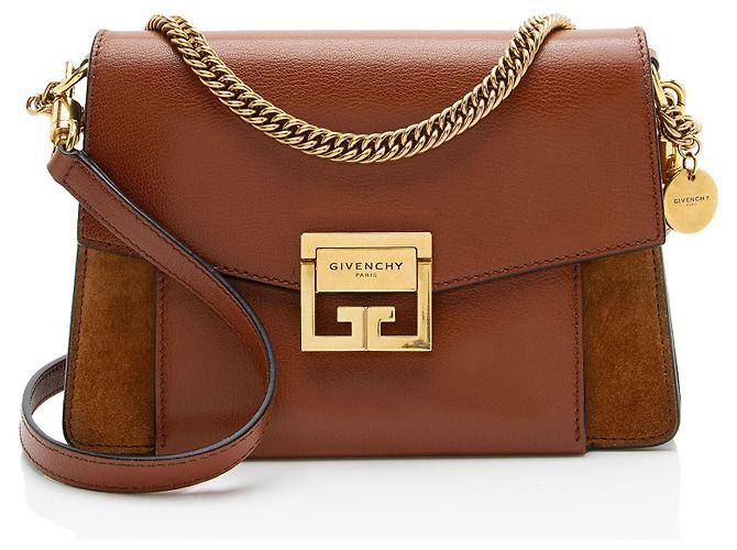 Bolsa de Ombro Pequena GV3 Givenchy em Couro e Camurça Marrom