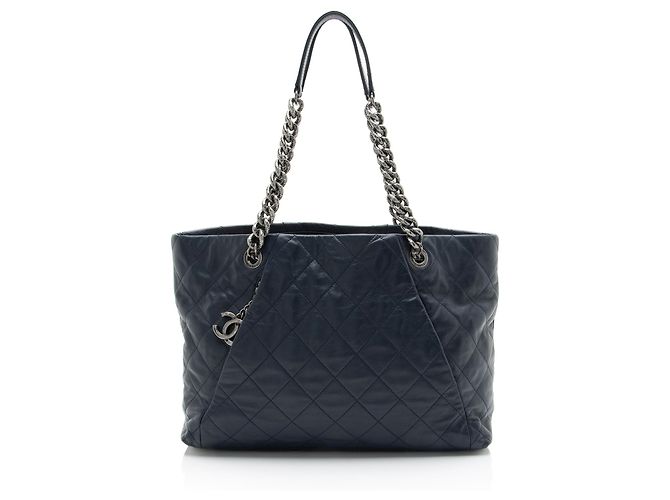 Gabrielle Sacola Chanel Coco Pleats em couro de bezerro Azul