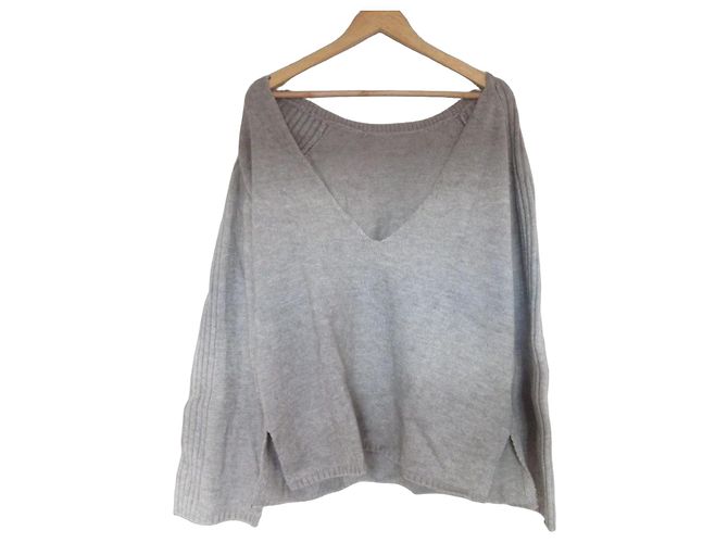 Autre Marque Collage V-Ausschnitt Strickpullover Braun