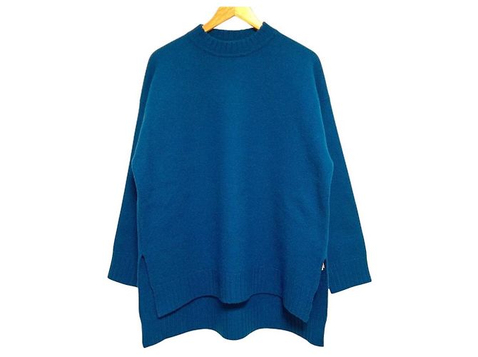 Jil Sander Wool Pullover Knit Blue