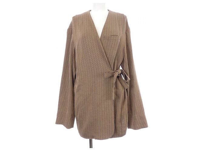 Autre Marque 6ROKU Collarless Jacket Brown