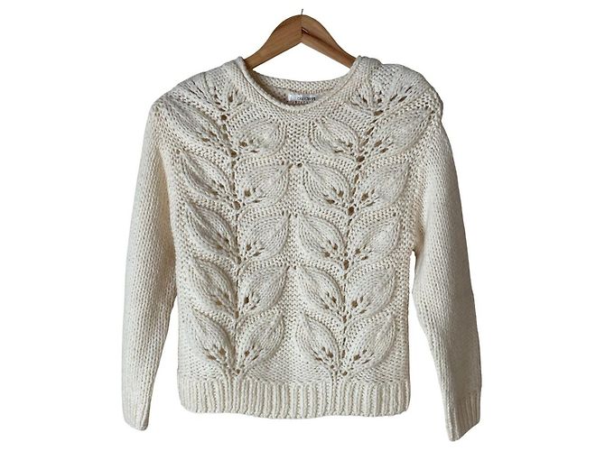 Autre Marque blancvert Low Gauge Strickpullover Weiß Aus weiß