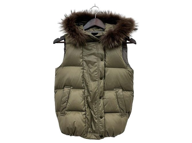 Autre Marque Chaleco de Plumas con Capucha Munich Verde Caqui