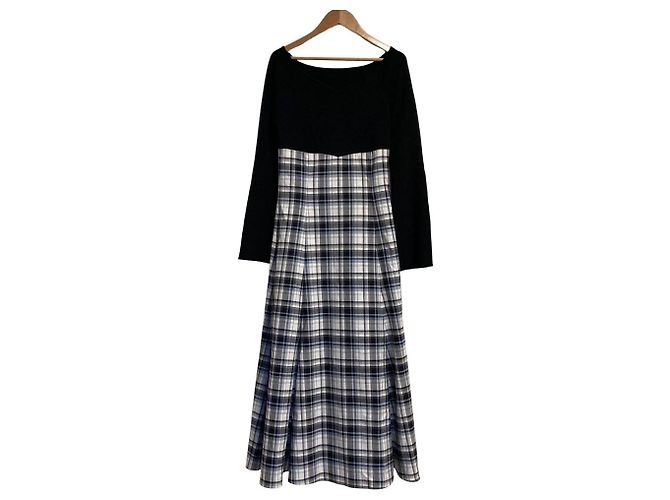 Autre Marque MERCURYDUO Docking Check Kleid Weiß