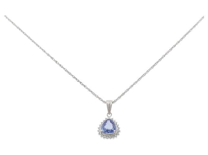Autre Marque Collar de Pt900 Pt850 Zafiro y Diamante Plata