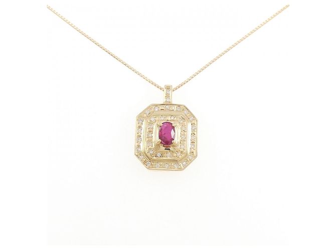 Autre Marque Collana Au750 Rubino e Diamanti D'oro