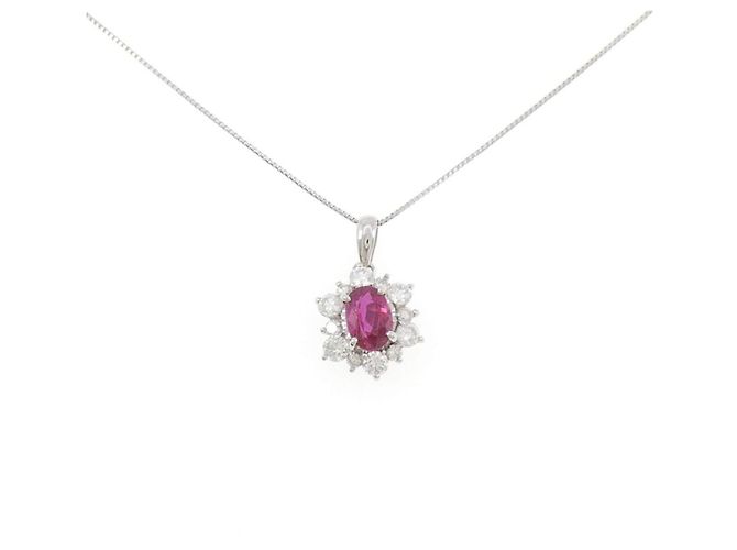Autre Marque Collana in platino e rubini Rosso