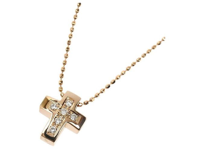 Autre Marque Collana Croce 4℃ K18PG Diamante Rosa