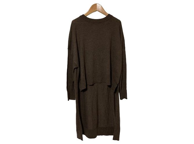 Autre Marque MIDIUMISOLID Wool Blend Knit Top Brown