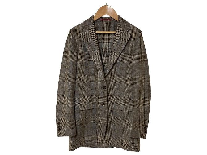 Autre Marque suadeo Glen Check Wool Jacket Brown Black Blue