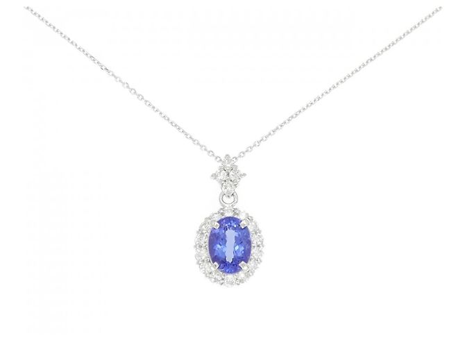Autre Marque Au750 Tanzanit-Diamant-Halskette Silber