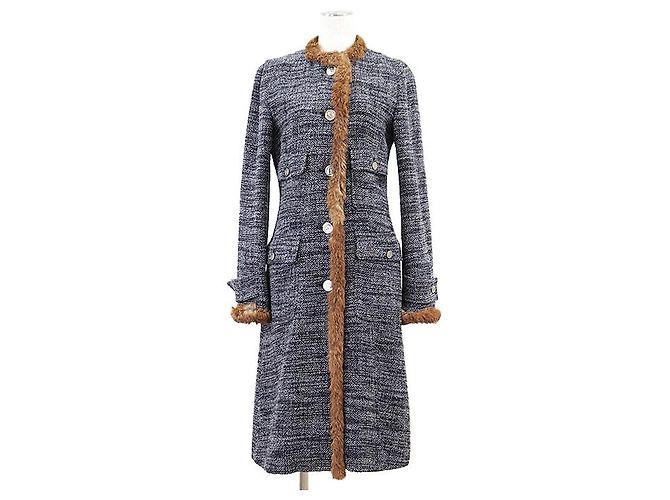 Dolce & Gabbana Abrigo largo de lana de alpaca Dolce&Gabbana Castaño Azul