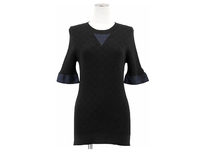 Prenda de punto de algodón Matelassé Chanel Negro