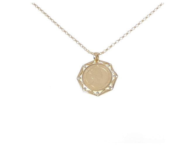 Autre Marque Collana a moneta in Au750 e diamanti D'oro
