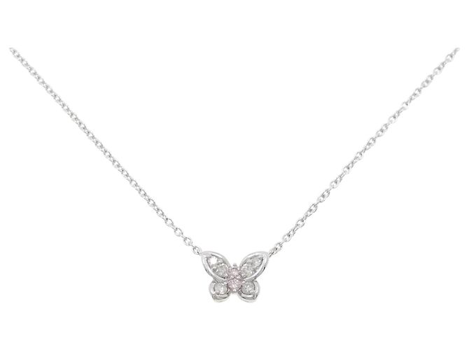 Autre Marque Collana a Farfalla in Diamante Rosa Pt900 Pt850 Argento