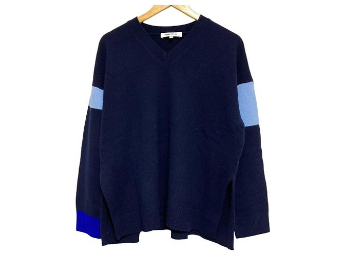 Autre Marque ENFOLD Maglione in maglia con scollo a V Blu Blu navy