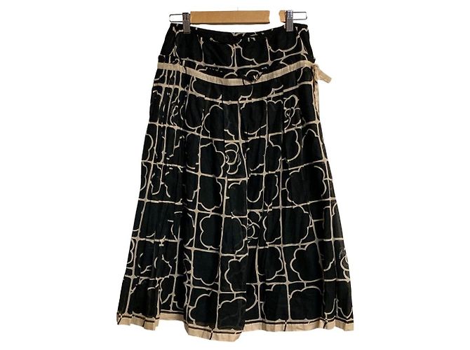 Autre Marque Falda de algodón con estampado de camelia Ingeborg Negro