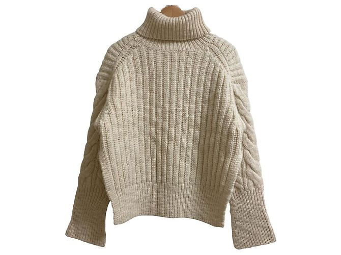 Autre Marque 3.1 Phillip Lim Grobstrick-Rollkragenpullover Weiß Roh