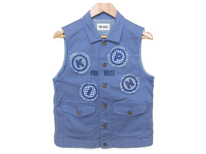 Autre Marque Colete com patches xadrez PINK HOUSE Azul