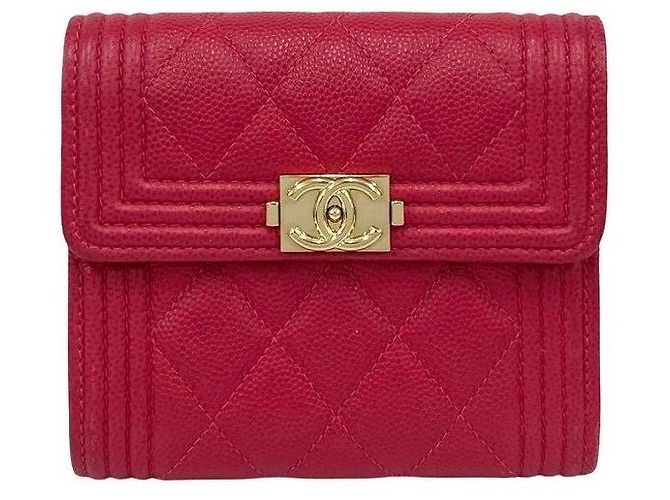 Chanel Boy Chanel Caviar Leather Wallet Pink