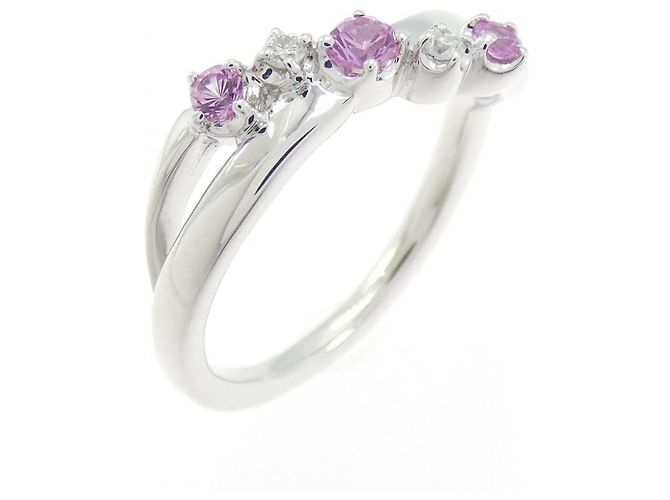 Autre Marque Ring aus Au750 mit synthetischem Saphir und Diamant 4°C Silber
