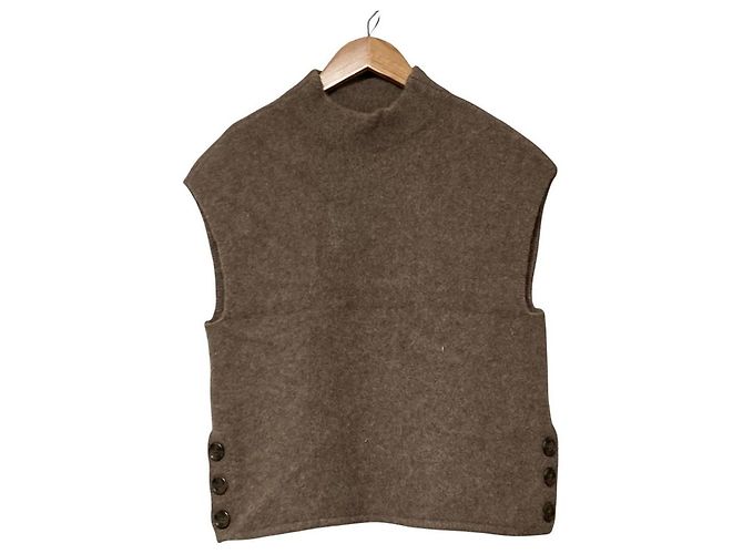 Autre Marque Top sin mangas de punto de lana EGLANTINE Beige