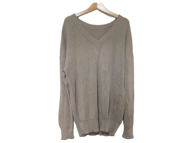 Autre Marque Deuxieme Classe Strickpullover aus Baumwolle mit V-Ausschnitt Braun