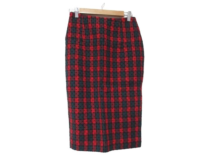 Autre Marque LE CIEL BLEU Karierter Wollrock Rot