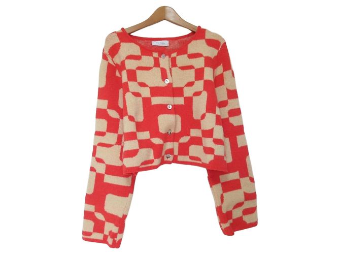 Autre Marque Cardigã de malha doll up oops Vermelho Bege