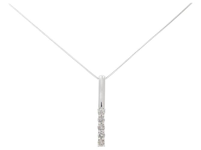 Autre Marque Colar de ouro branco Au750 e diamantes Prata