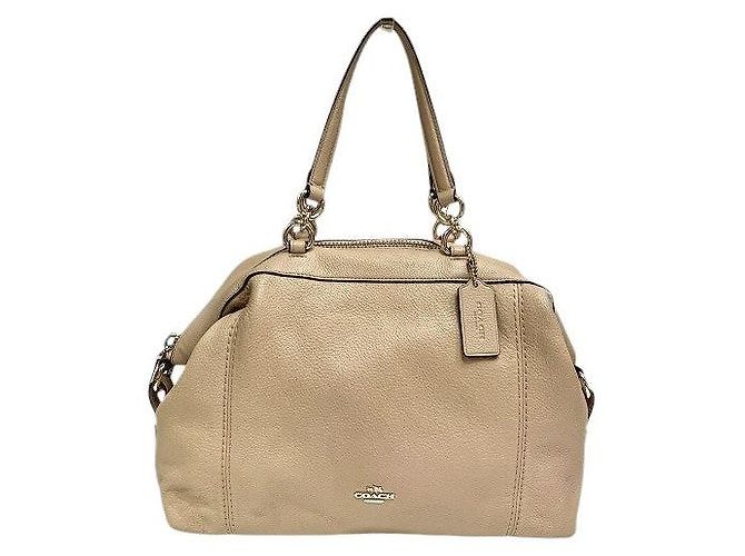 Bolsa Coach Lennox em couro granulado Bege