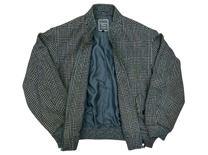 Christian Dior Houndstooth Wool Nylon Jacket Brown Black