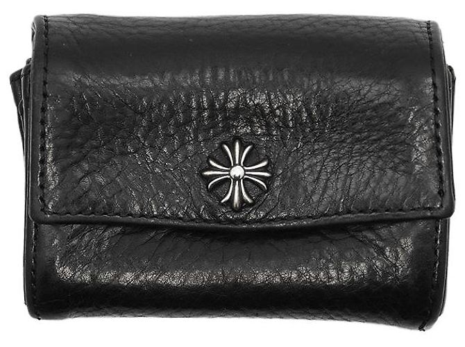 Chrome Hearts TINY WALLET Leather Coin Case Black