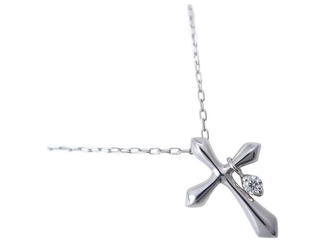 Autre Marque Collar de oro blanco K10 y diamantes Plata