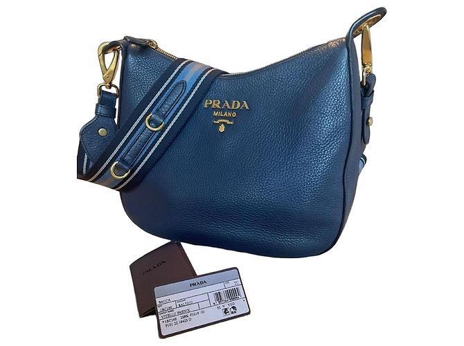 Borsa a tracolla Prada 1BC166 Blu Baltico