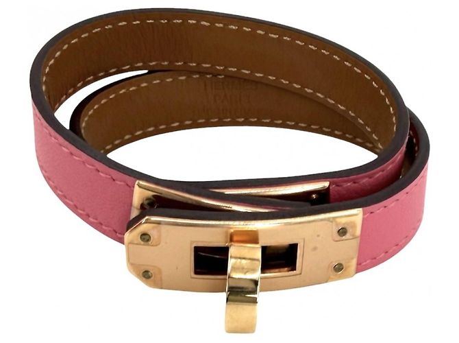 Kelly Hermès Bracciale Charm in Pelle Rosa Hermes