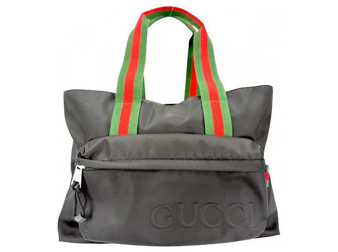 Borsa Tote Gucci Sherry in Nylon Nero e Bianco