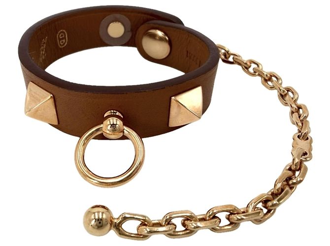 Hermès Hermes Rivale Handschuh-Halter Anhänger Braun Weiß