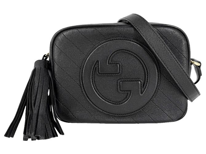 Borsa a tracolla Gucci Blondie Interlocking G da donna Nero Bianco
