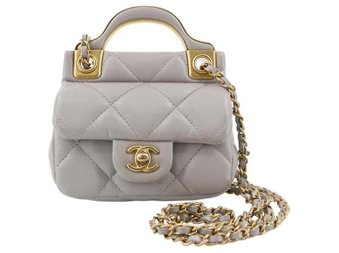 Chanel Mini Kelly Tasche Grau Leder