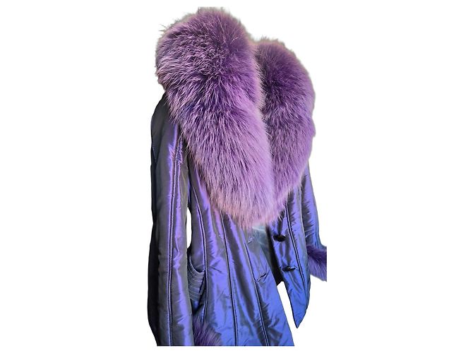 Autre Marque Abrigo Martylo morado con insertos de piel de zorro Morado oscuro