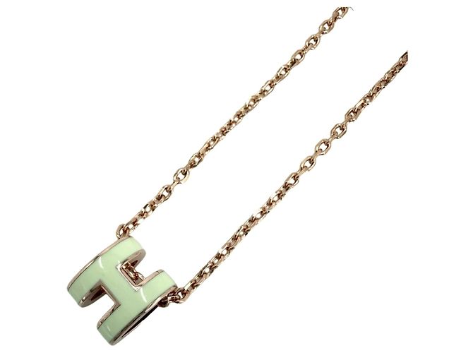 Hermès Collana Hermes Pop H Mini D'oro Bianco sporco